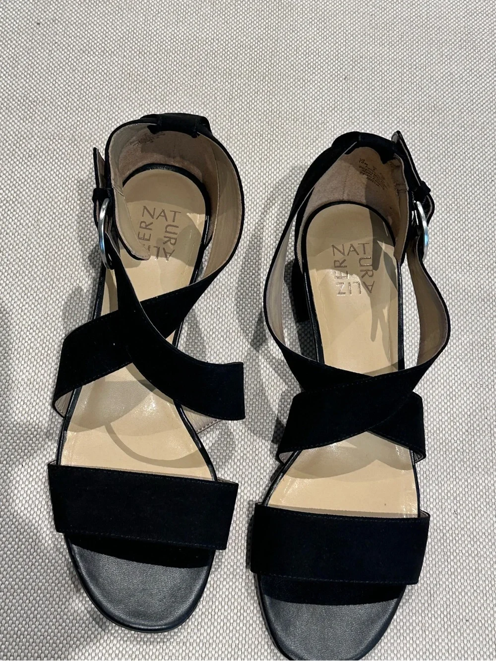 Naturalizer Black Suede Block Heel Sandals